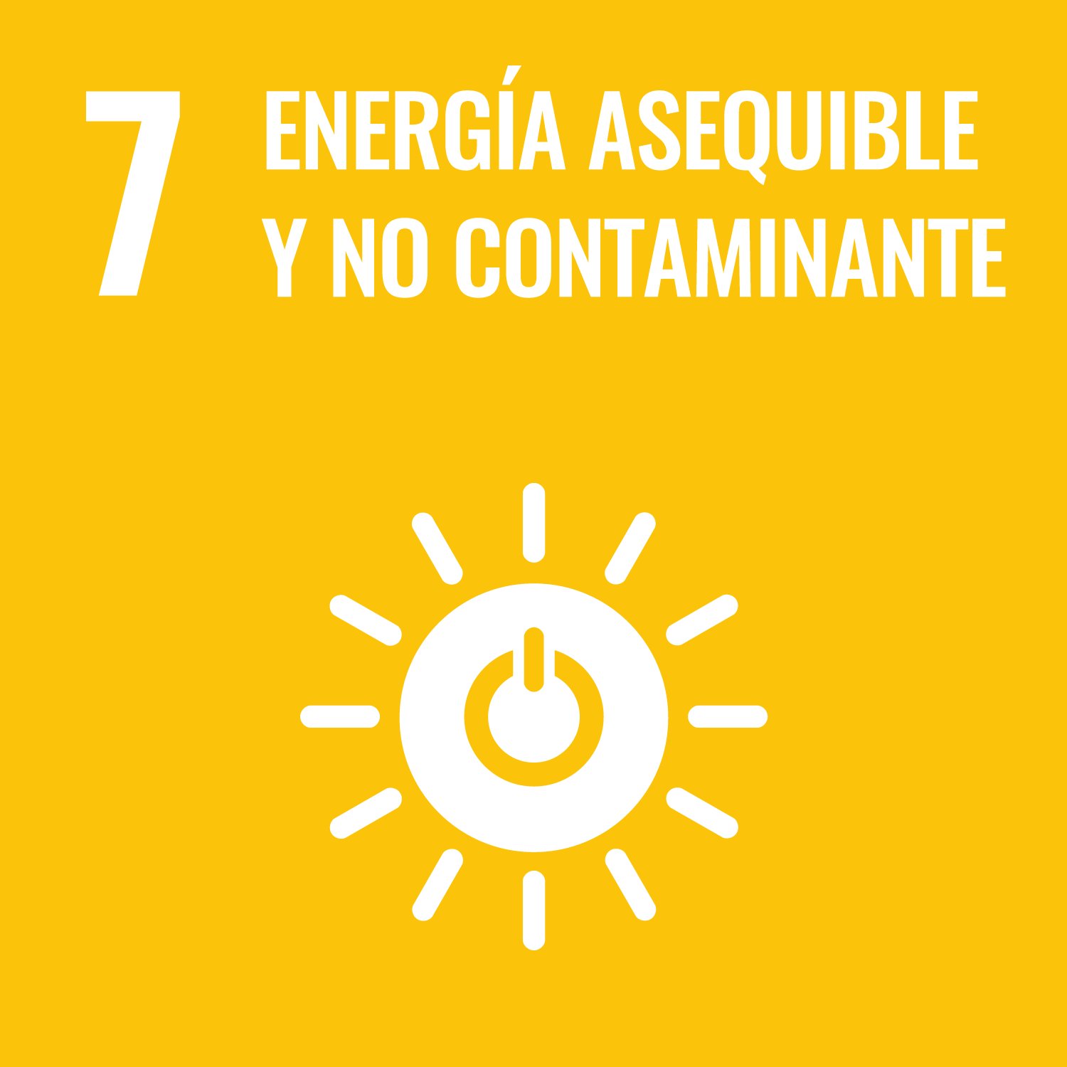 Icono símbolo ODS 7 Energía asequible y no contaminante Objetivo de Desarrollo Sostenible ONU de la Agenda 2030