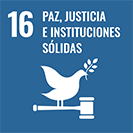 ODS 16 Objetivo de Desarrollo Sostenible 16 Paz, justicia e instituciones sólidas ONU Icono Símbolo